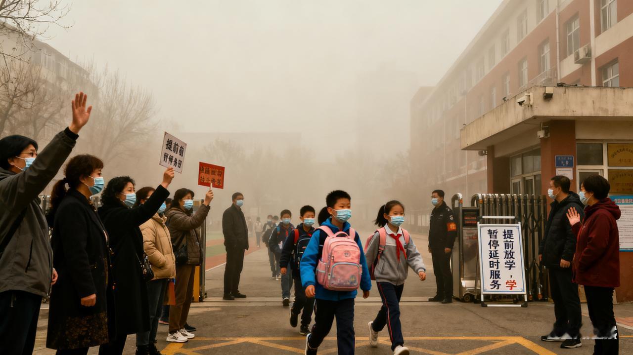 今天雾霾大风等特殊天气，沈阳中小学提前放学，不再要求延时课后服务！
根据目前能见