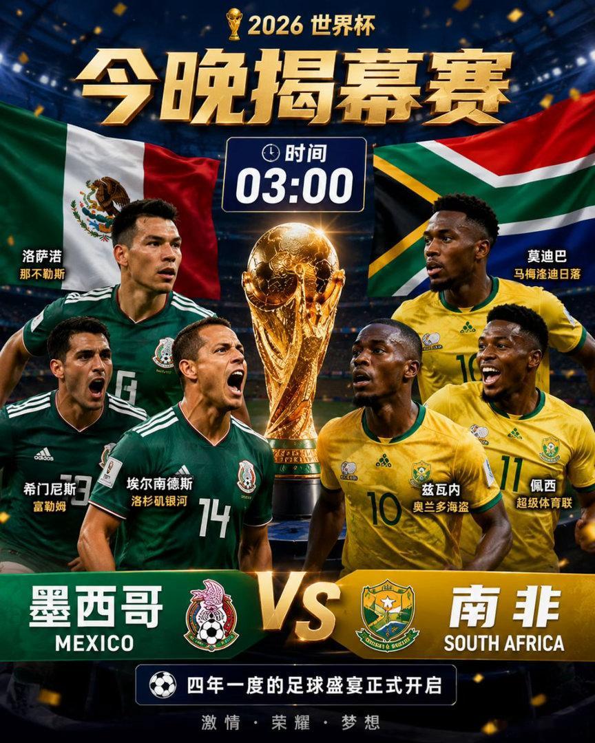 🏆 世界杯揭幕战 🍺一支穿云箭、千军万马来相见⏰ 03:00🇲🇽 墨西哥