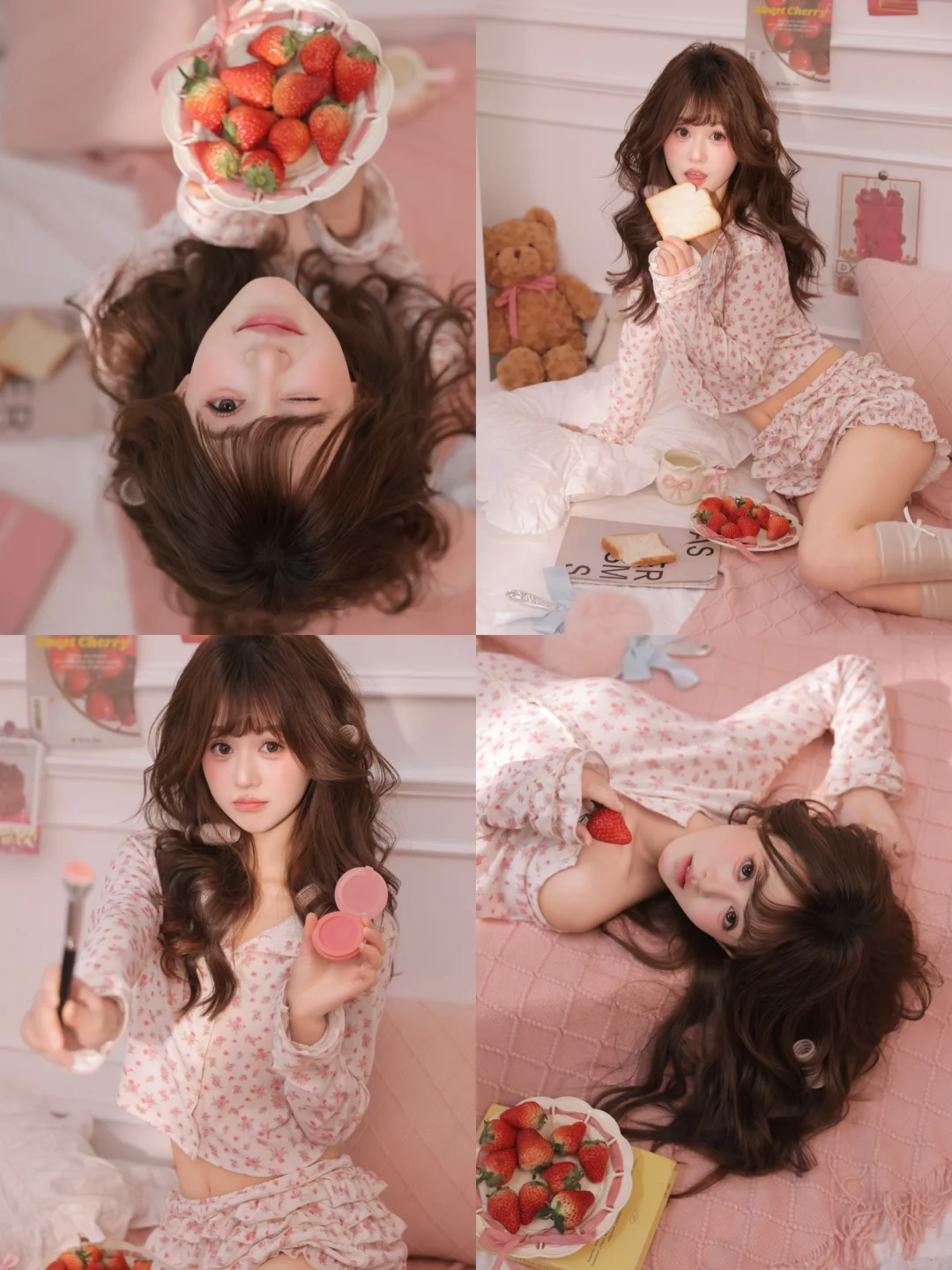 存一些甜妹居家拍照姿势！！*॰🥄☆🍓ྀི•ᴥ•🍓ྀི