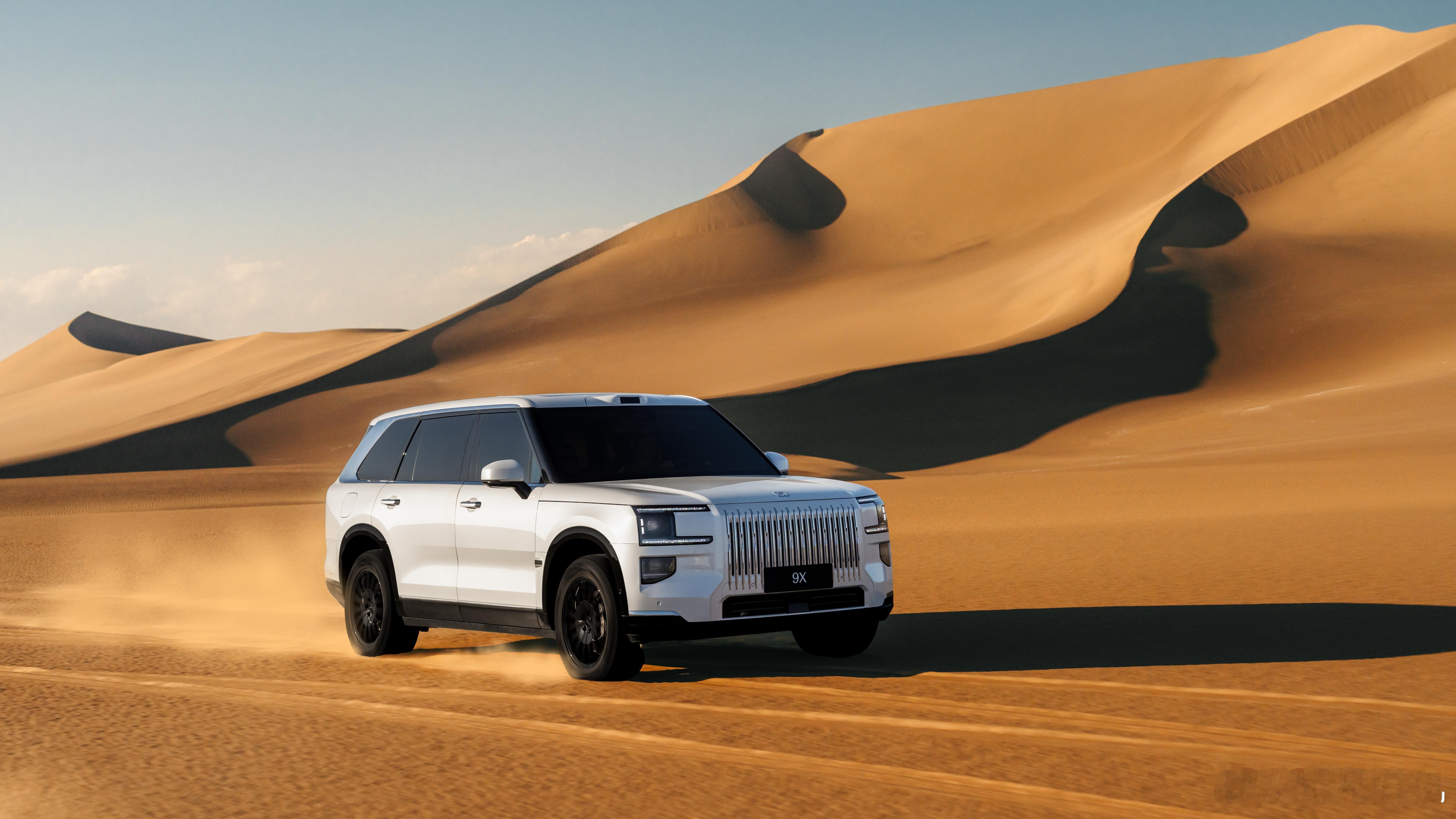 别忘了 目前大型旗舰 SUV 里还有一个没有出场，极氪 9X。即便在戈壁滩上依然