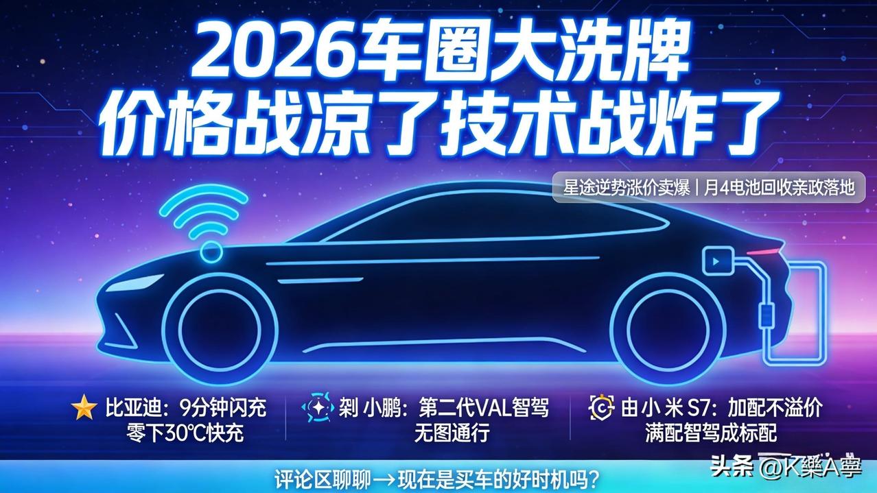 价格战凉了技术战炸了
2026年的车圈真的太卷了，但这次卷的是硬实力！价格战终于