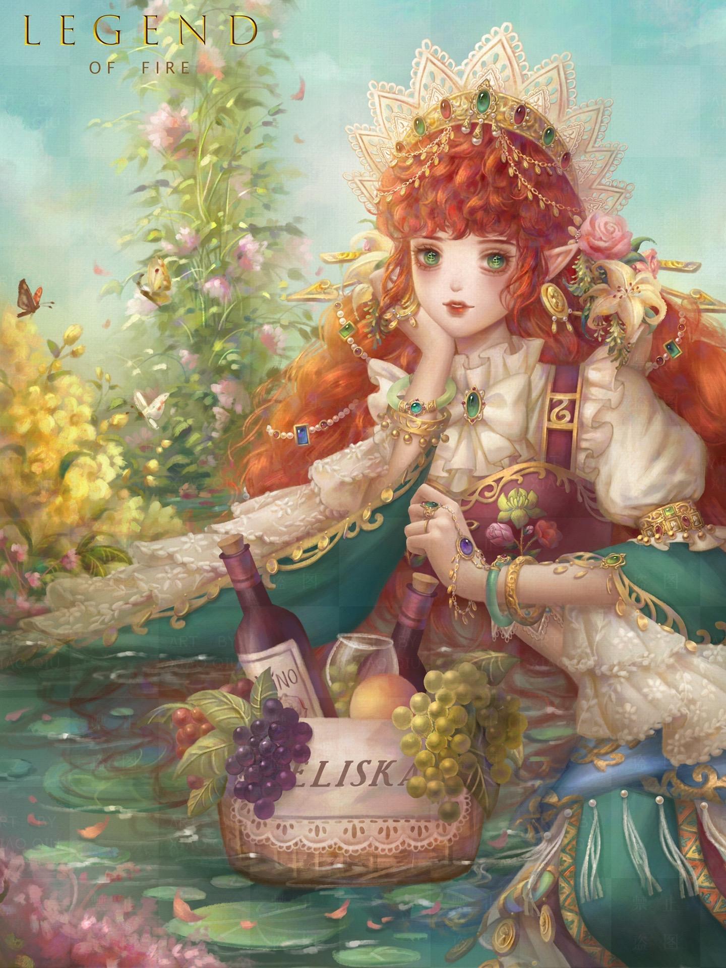 发发之前给OC爱莉斯卡绘制的插图。爱莉斯卡和油画画风真的绝配！发发细节图