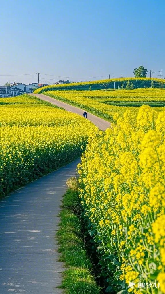 🌿 漫步在金黄花田间，感受春天的气息🌼秋日花田 治愈花田风景