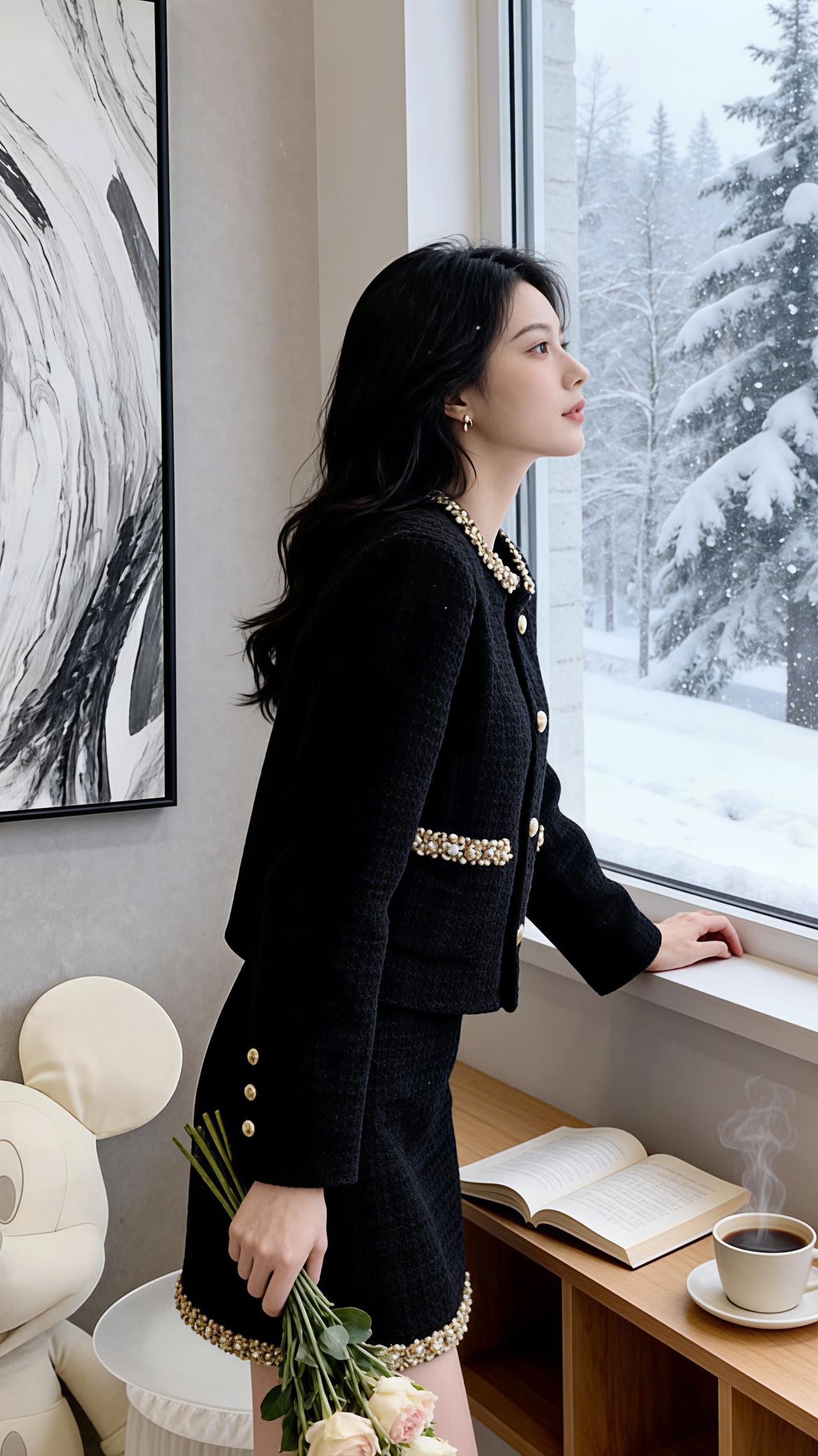 穿出不一样的风格 黑色系穿搭 黑色高级感穿搭 过年穿什么 小香风套装