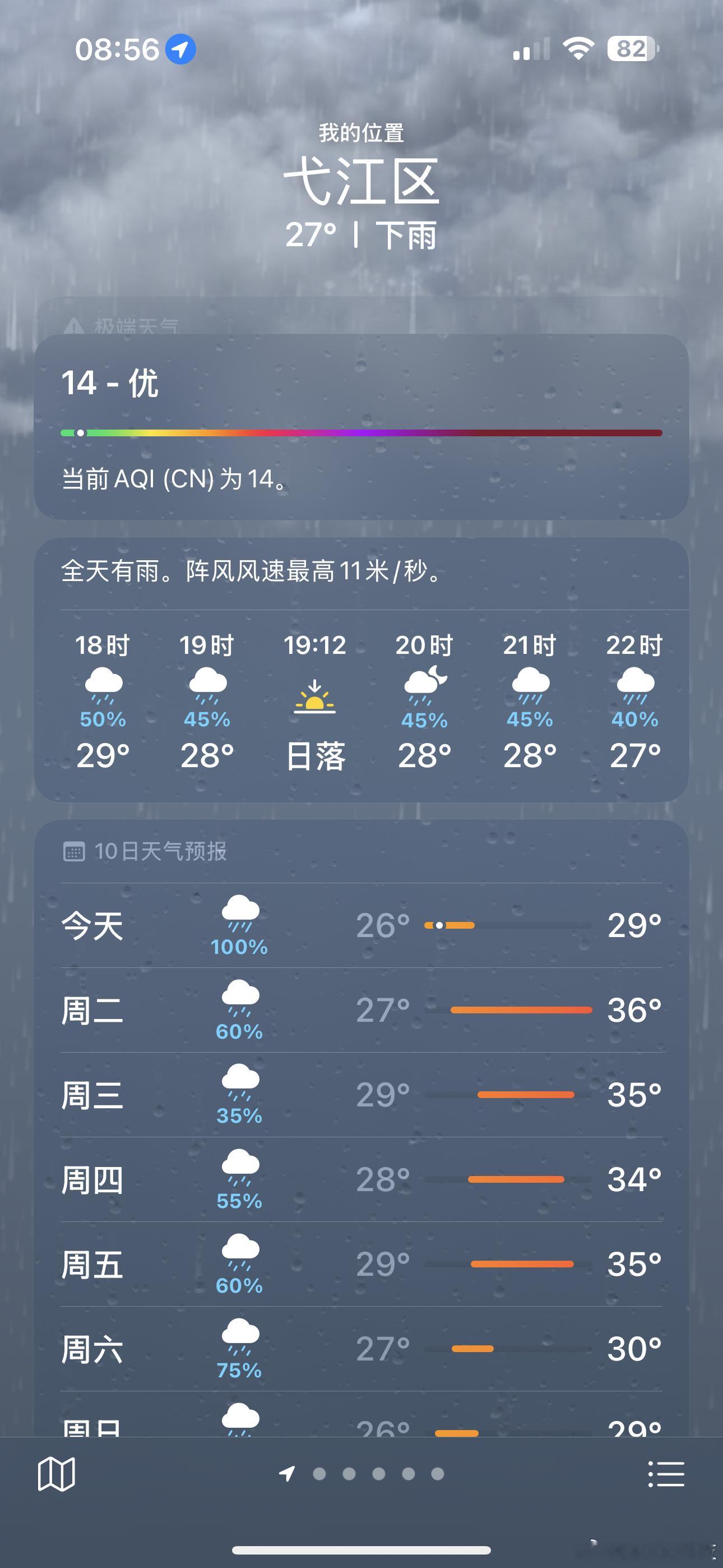 巴威明天入海终于回去了~虽然威力不大，但是我们这天天下雨~ 