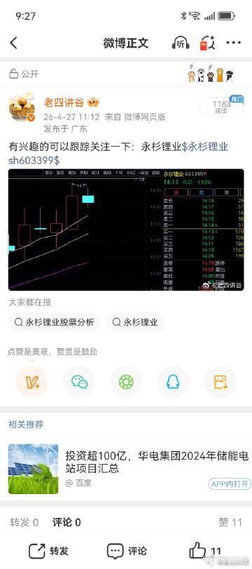 牛气冲天了，一字开盘永杉锂业 sh603399[股票] 
