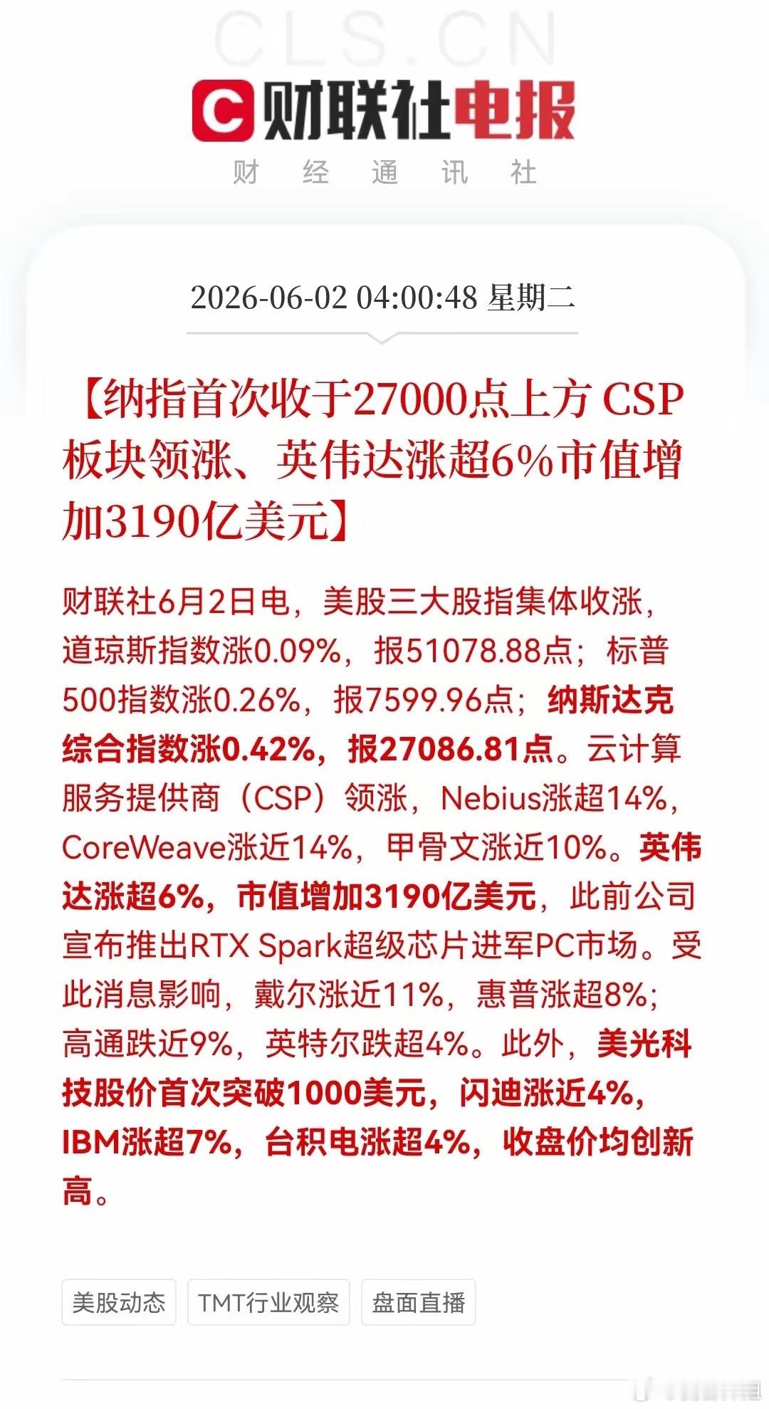 美股再创阶段新高，来聊聊周二A股行情怎么走。周一大盘没能迎来开局上扬，不过盘面个
