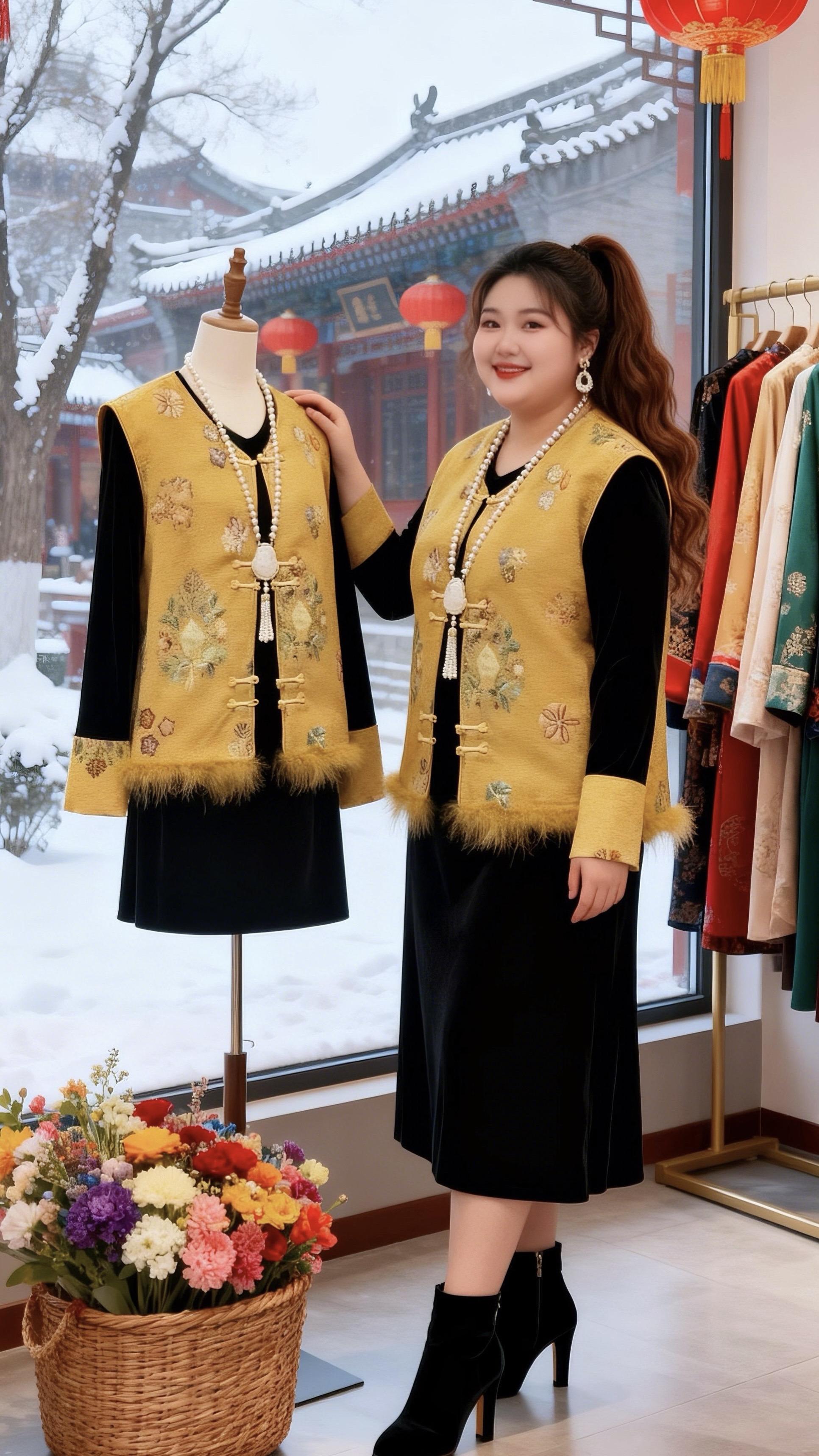 大码女装毛毛外套时尚保暖胖妹妹的冬季有效穿搭 时尚休闲穿搭