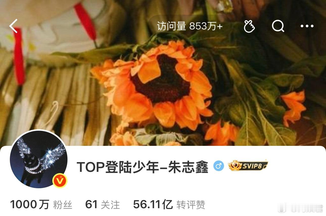 朱志鑫微博粉丝破千万朱志鑫微博粉丝破千万了！有没有可能整点小福利呀 朱志鑫粉丝破