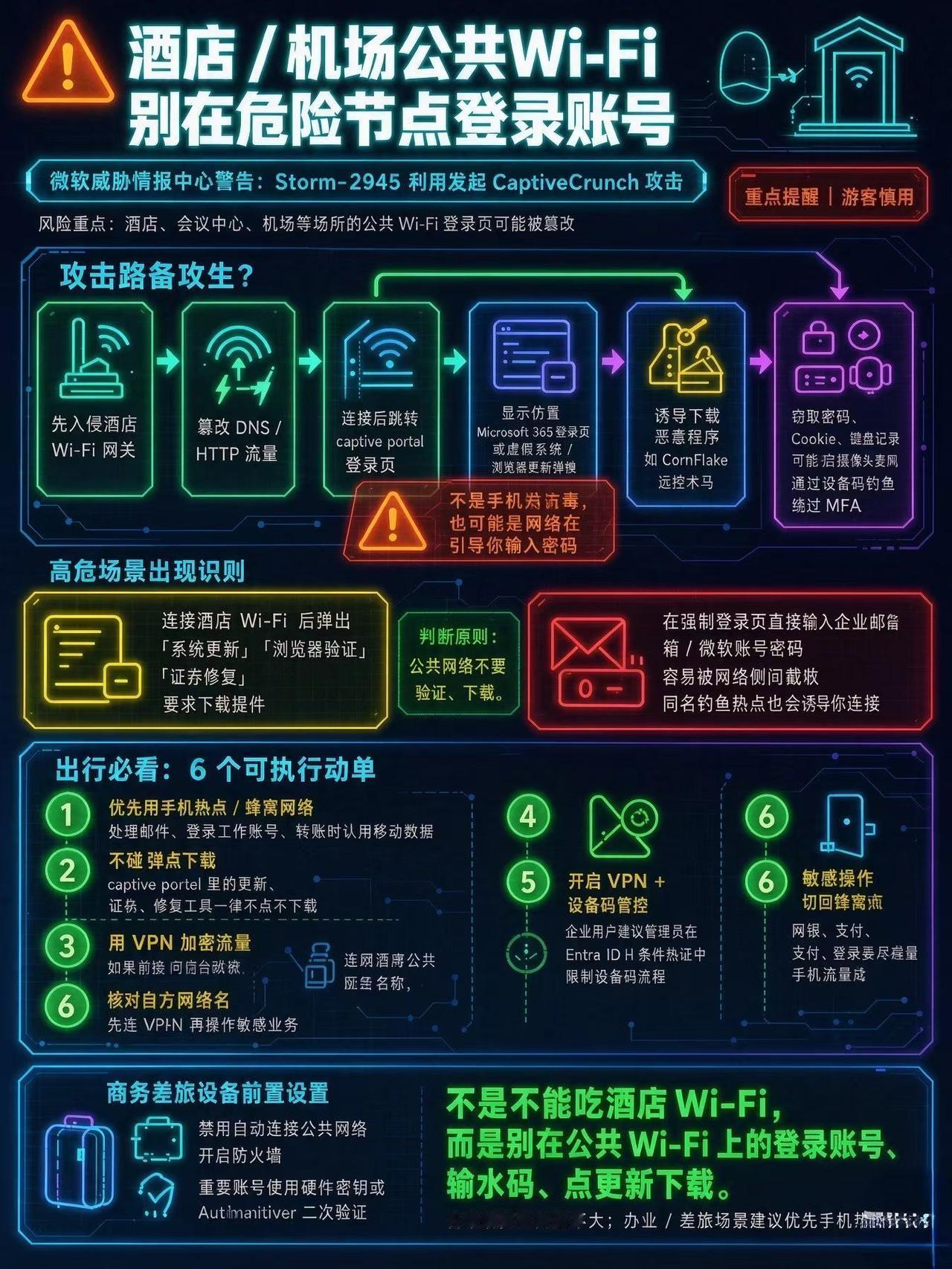 🔥🇺🇸⚠️微软发出警告

🔥酒店等旅游场所的Wi-Fi系统，
正被黑客大