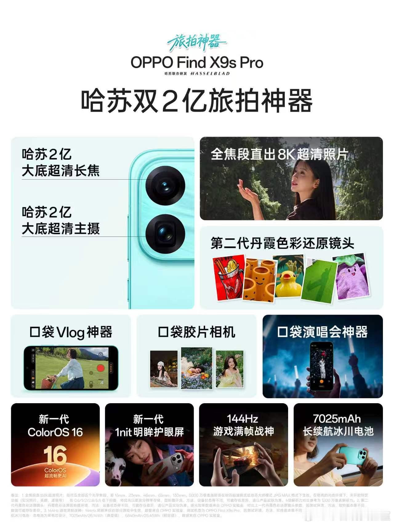 一图看懂全新OPPO Find X9s Pro作为哈苏双两亿旅拍神器，Find 