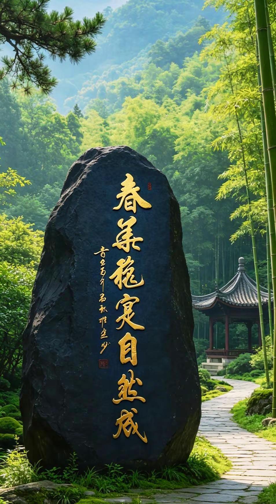 维安原创书法作品。AI鎏金书法原石实景照