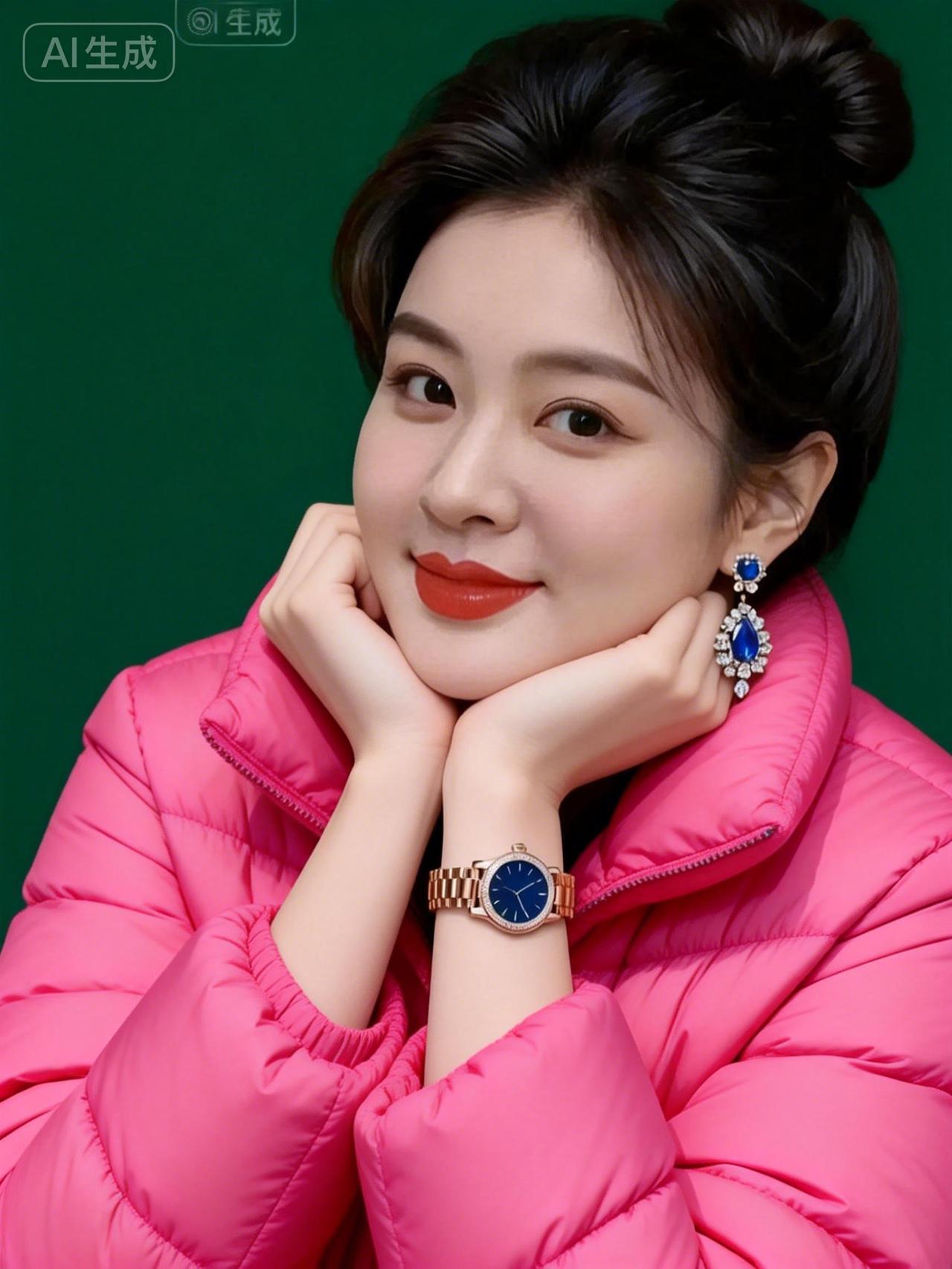 冬日穿搭指南：粉色羽绒服搭配蓝宝石耳环，温暖又时尚！🌟💎