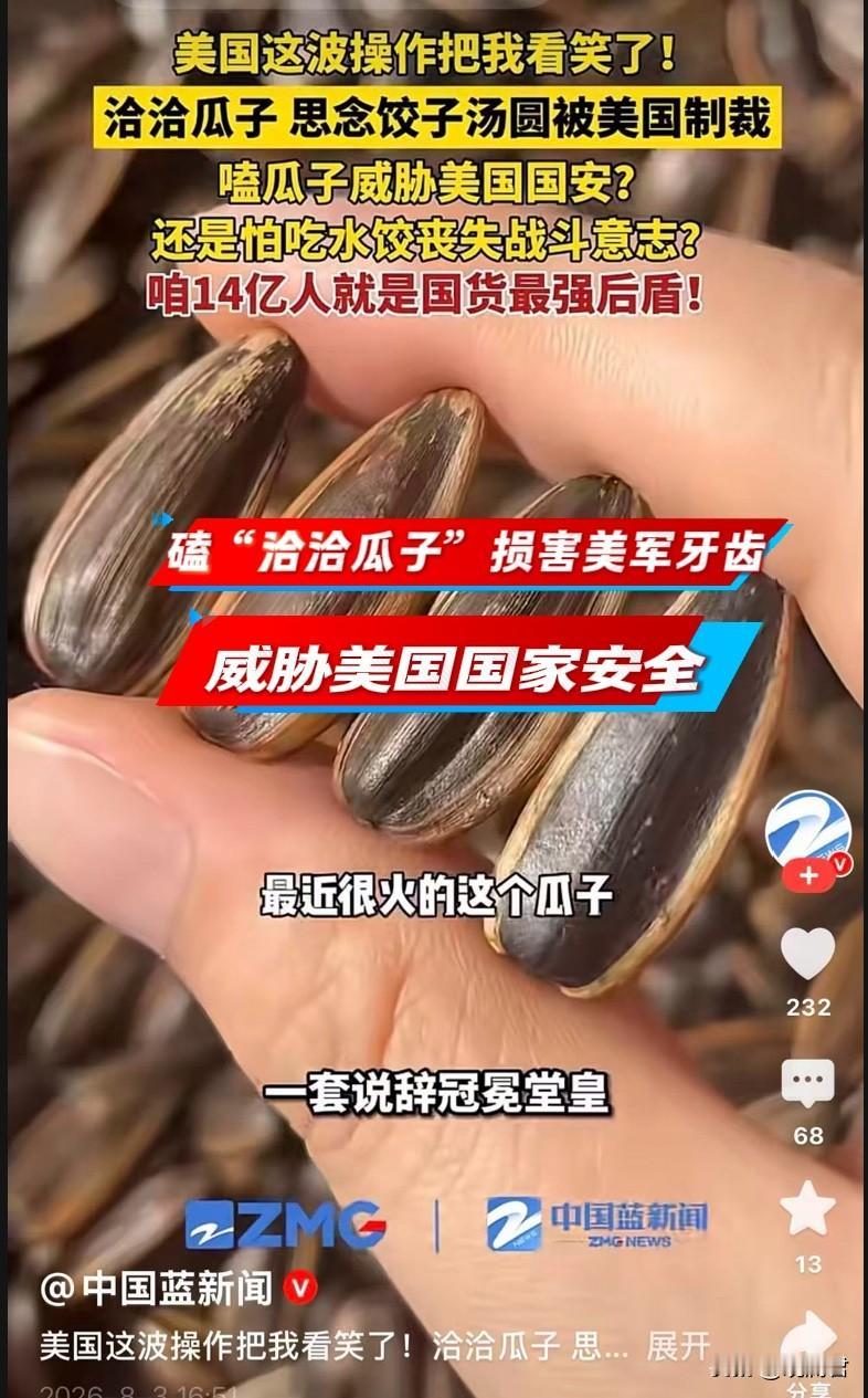简直笑不活了，美国制裁“洽洽瓜子”“思念水饺”“七匹狼男装”，给出的制裁理由让人