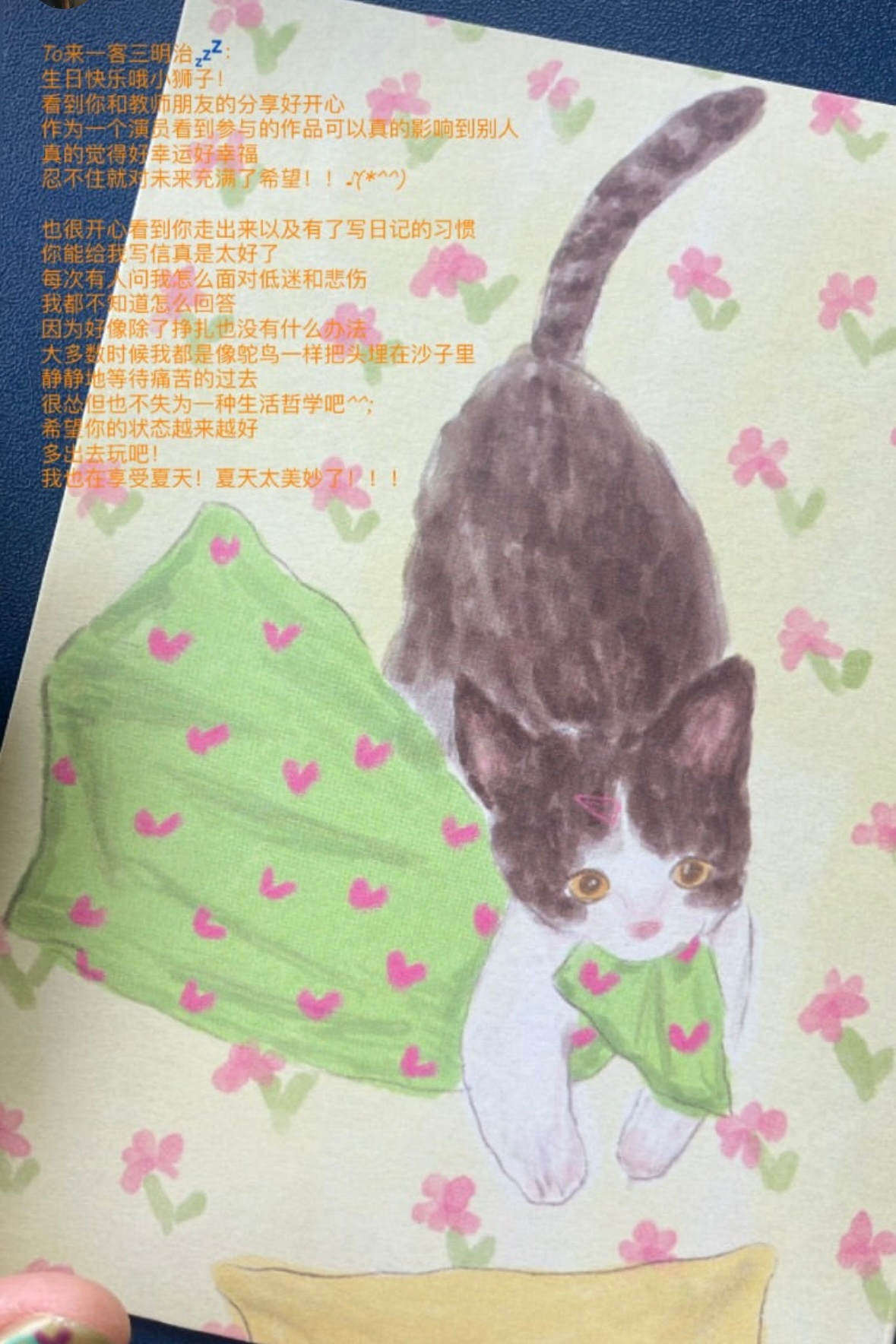 今年好像从妹妹变成了姐姐，信的开头常常出现一句毕恭毕敬的“姐姐你好”，搞得我都偷