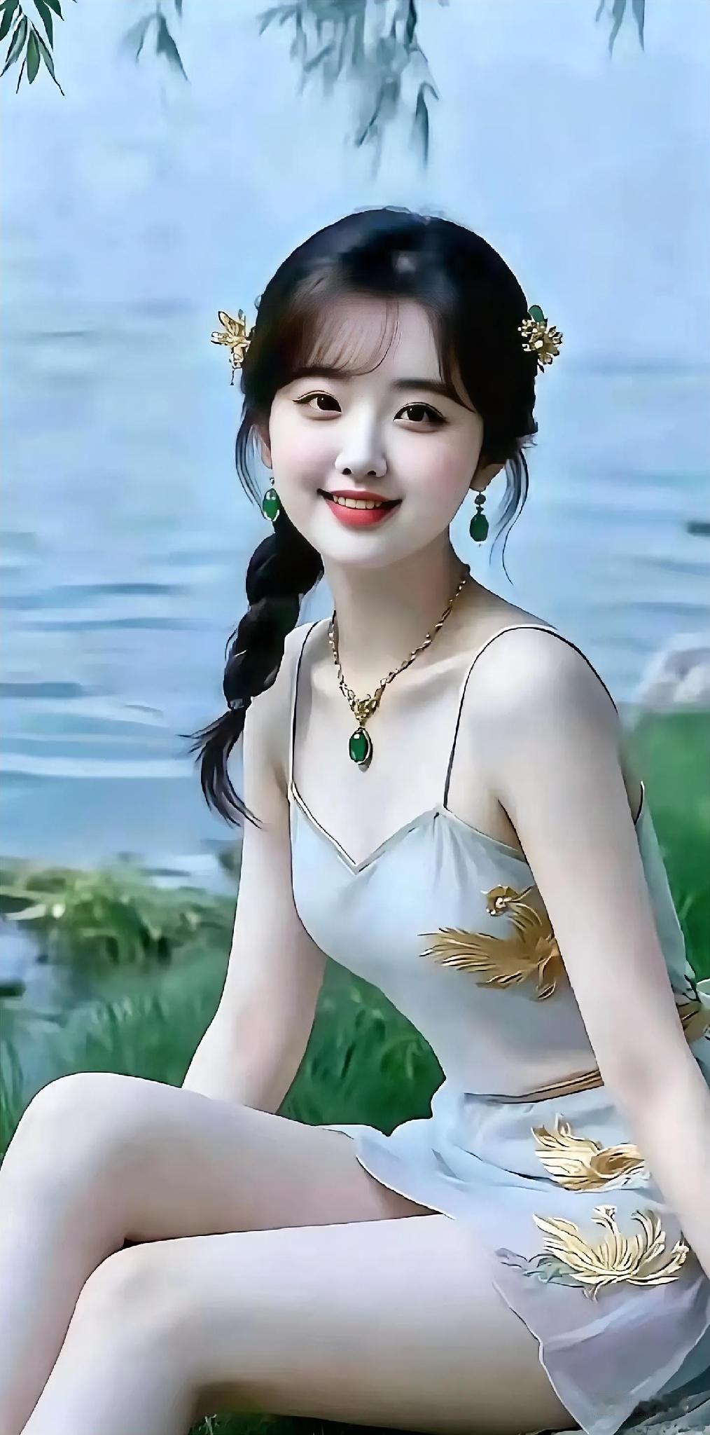 那是一种不染尘埃的纯净，笑容里没有杂质，只有阳光与花香。

那双眸子清澈见底，映
