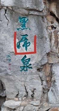 有没有懂书法的朋友，中间这个字怎么读？
黑（   ）泉