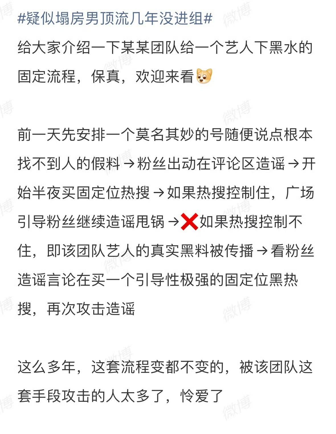 固定流程，保真👇🏻👇🏻👇🏻
一套完整的某x姓艺人团队给其他无辜艺人下