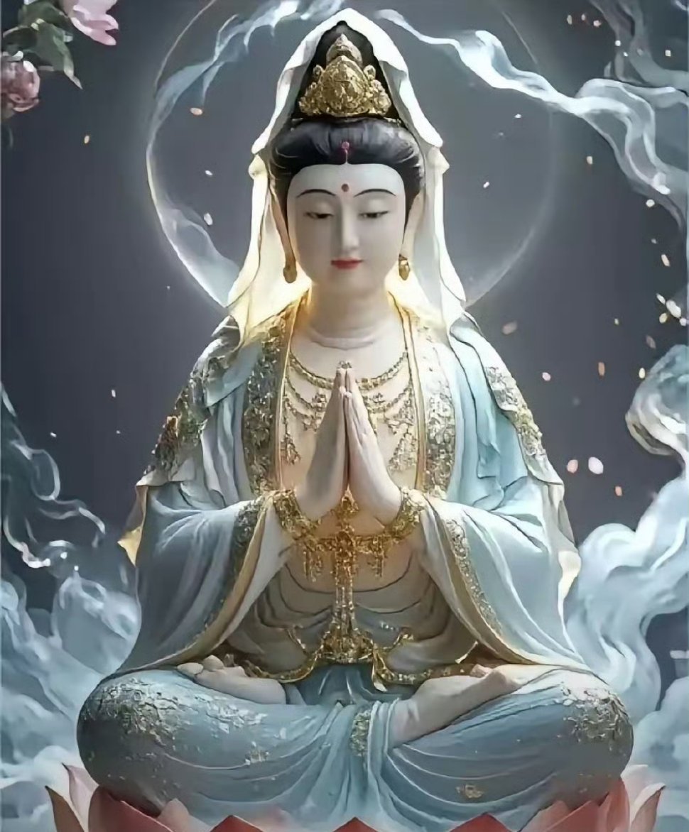 遇见观音菩萨时，务必要虔诚拜一拜，许下心愿，心诚则灵。评论区留“心想事成”，也算