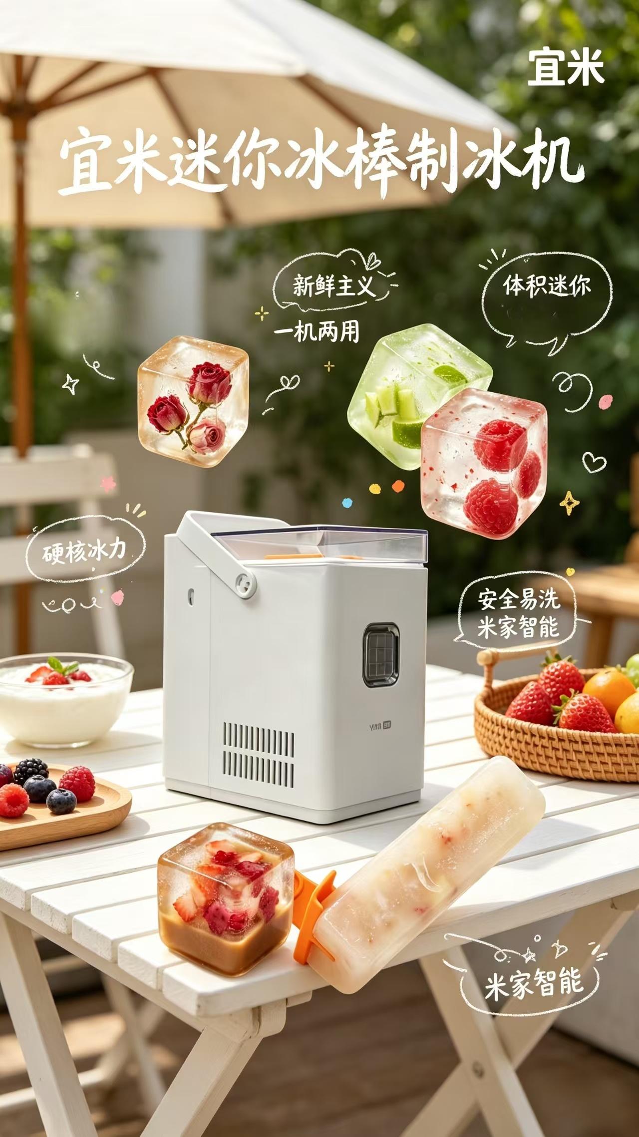 宿舍不让放冰箱的姐妹看过来！这台制冰机直接封神！宜米迷你冰棒制冰机，功率小不会跳