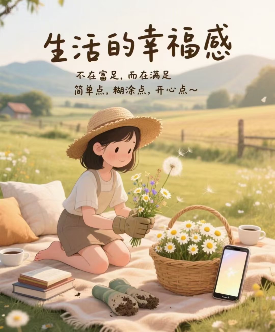 生活的幸福感，不在富足，而在满足简单点，糊涂点，开心点~ ​​​