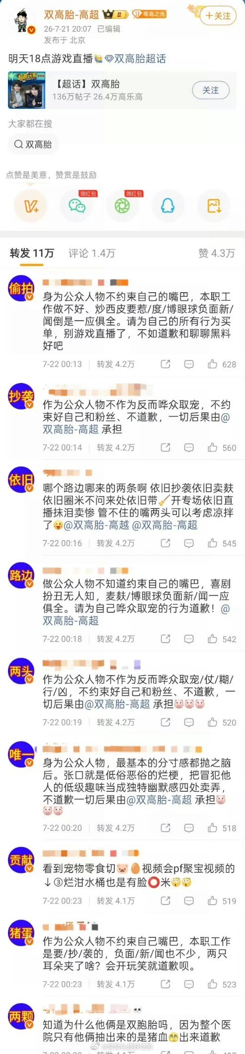 双高胎 魏大勋谐音梗被魏大勋粉丝扇了，因为恶意玩梗的人的粉丝还在狡辩。。。到底谁