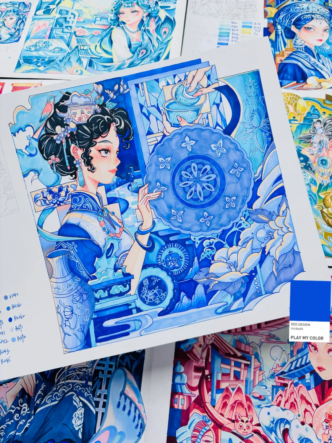 太雅了～如此典雅的青花色🔵还不快学起来❗️