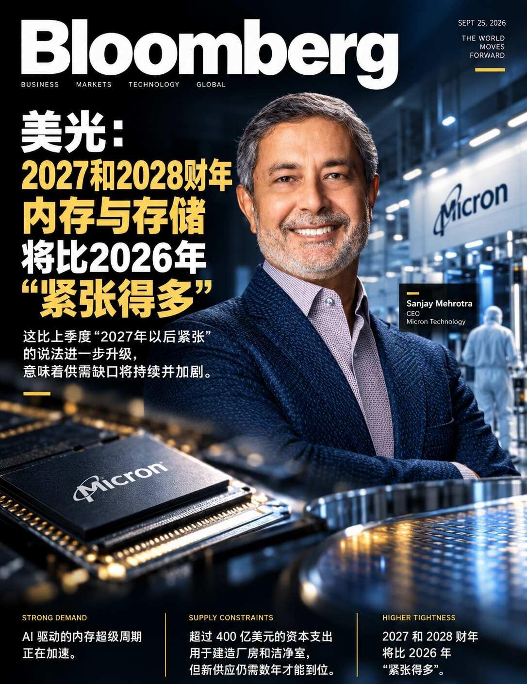 美光：存储2027、2028财年比2026年紧张得多
美光这次财报措辞又升级了！