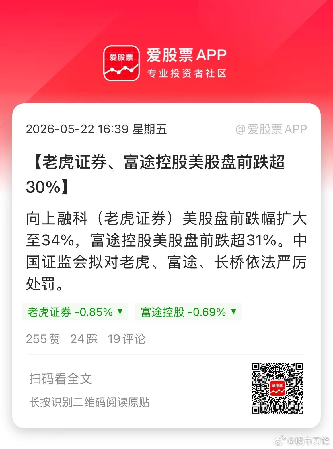 太残暴了，富途在美股暴跌30%，老虎暴跌40%。这次监管层动真格了，富途、老虎直