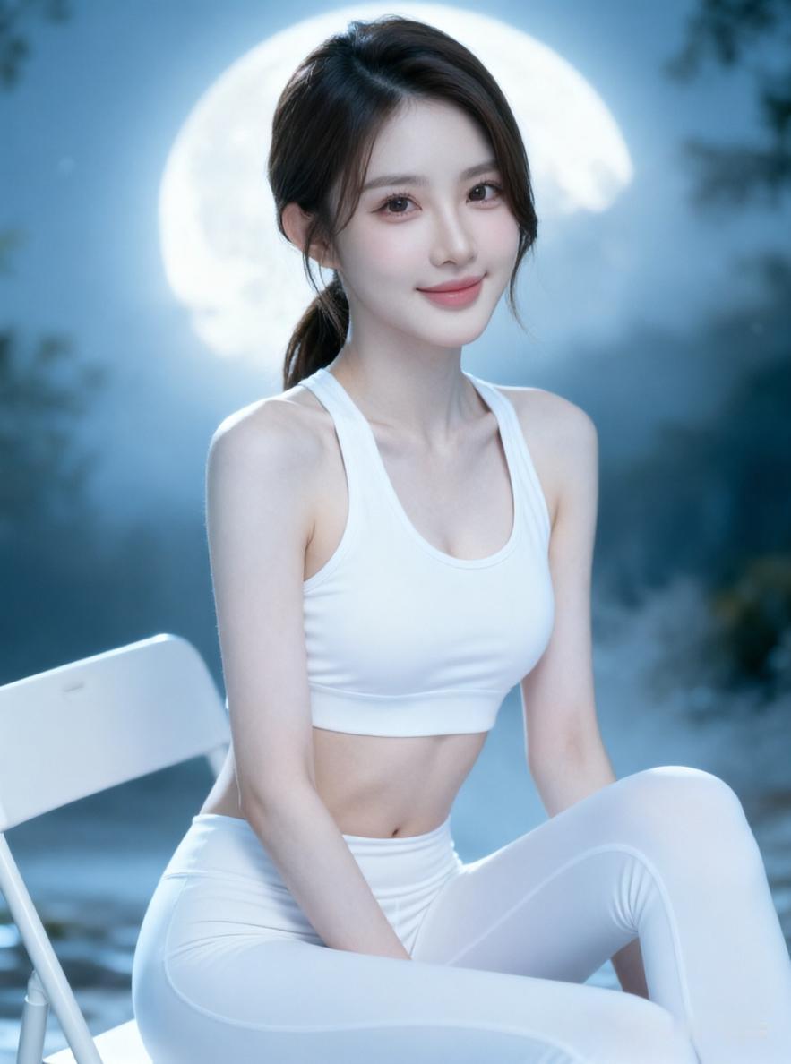 月光下的运动少女，活力满满！🌙💪🏋️‍♀️