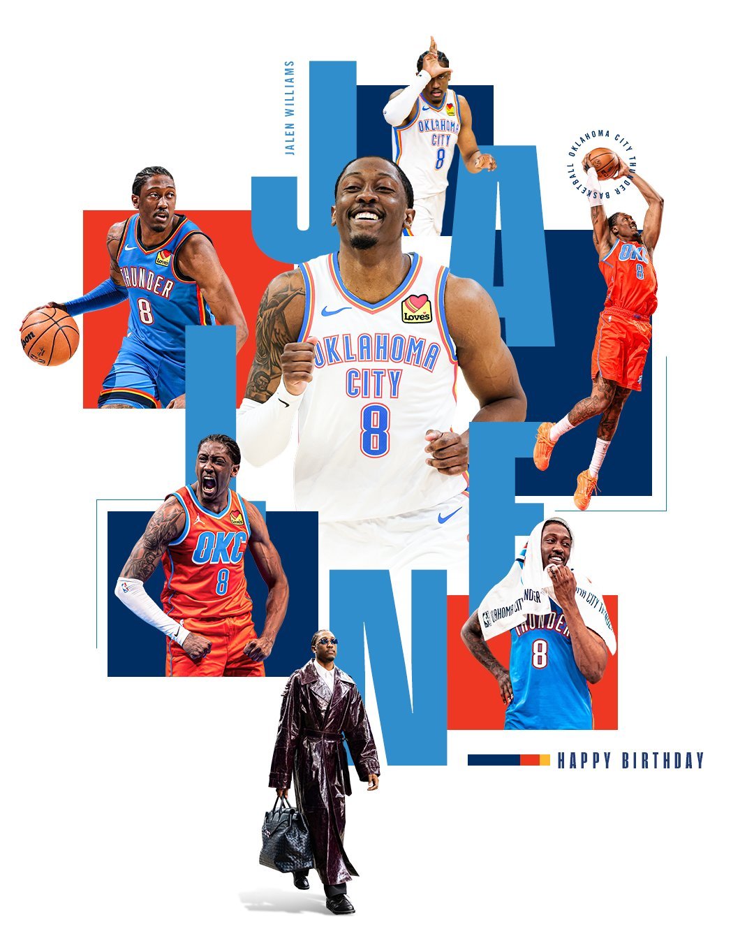 NBA官方和雷霆官方均晒照祝杰伦威廉姆斯二十五岁生日快乐！雷霆雷霆连续三个赛季西