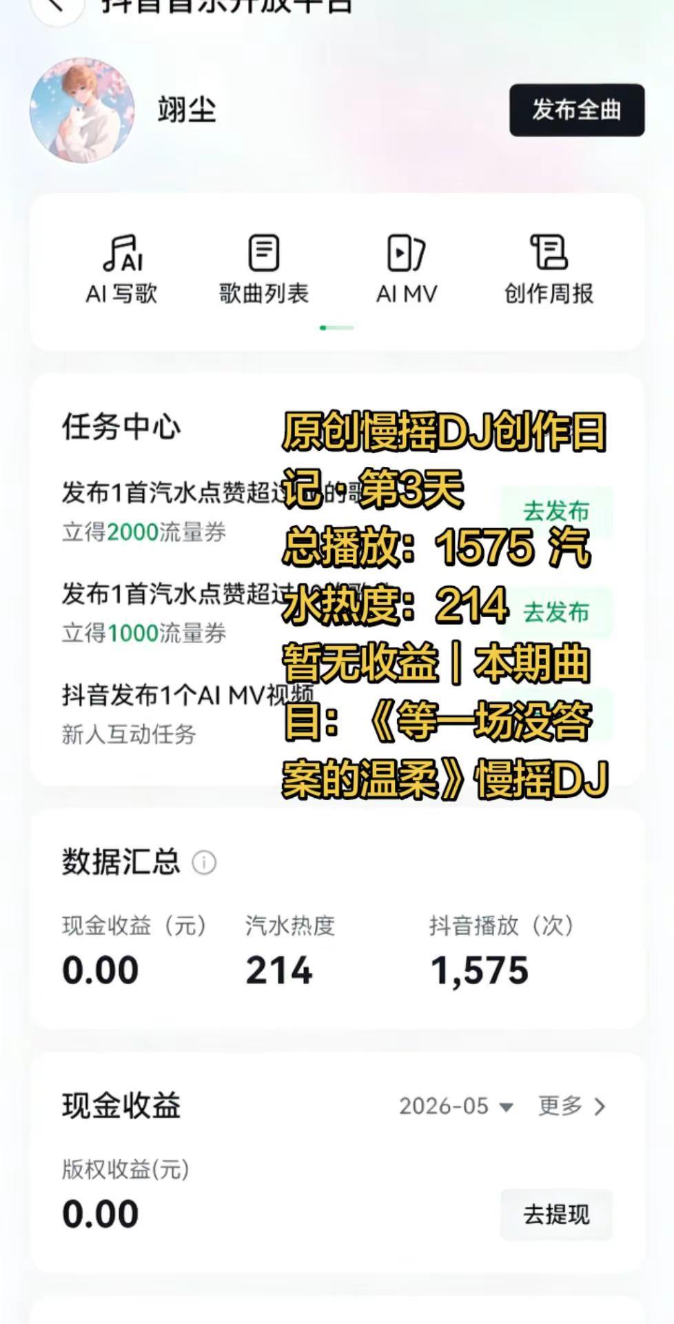 《等一场没答案的温柔》慢摇DJ完整版，汽水音乐可收听。汽水音乐翊尘 伤感慢摇DJ