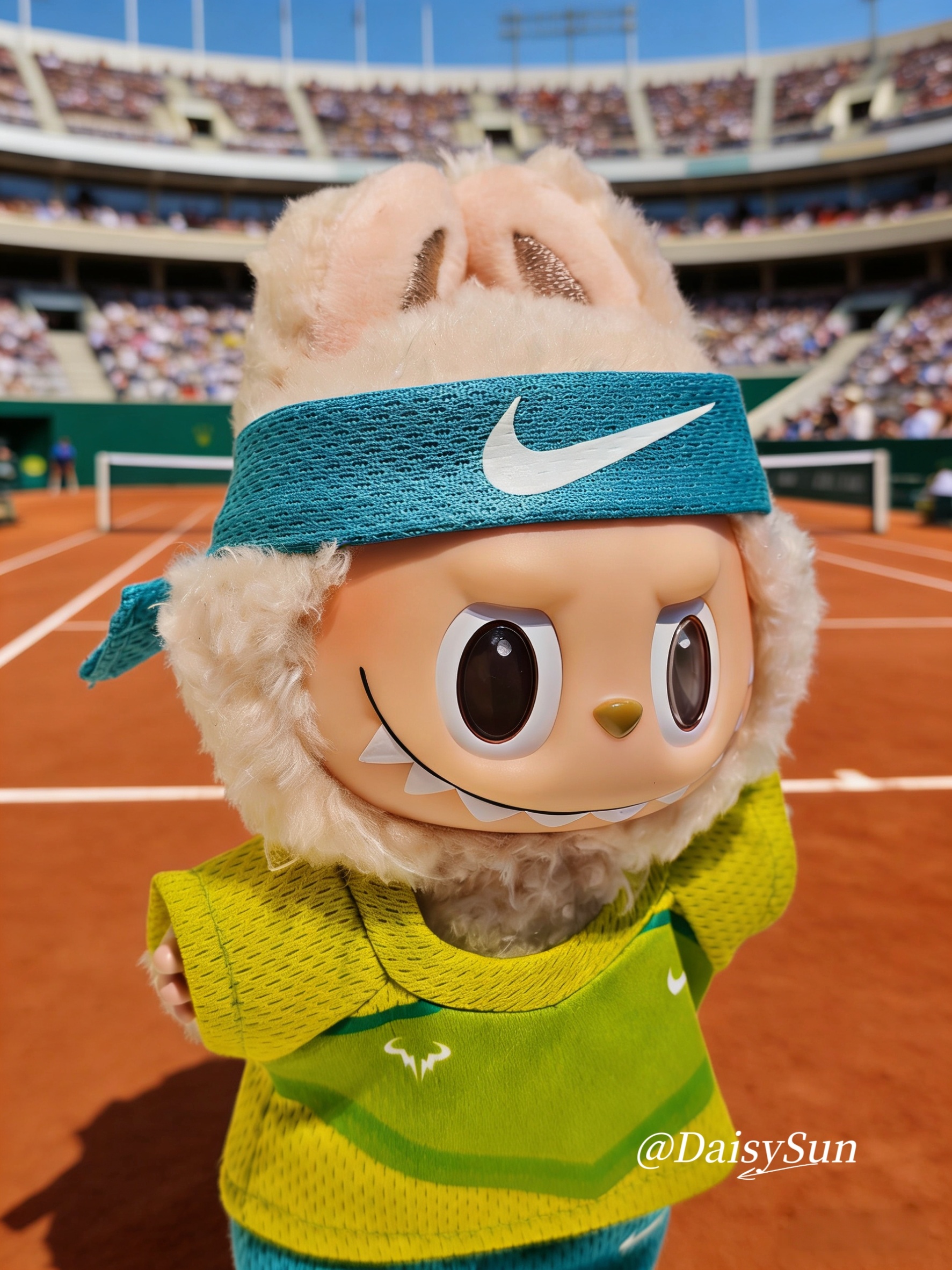 美女豆粉的投稿第二波来啦！这一次她为Labubu穿上了纳达尔2022年法网夺冠的