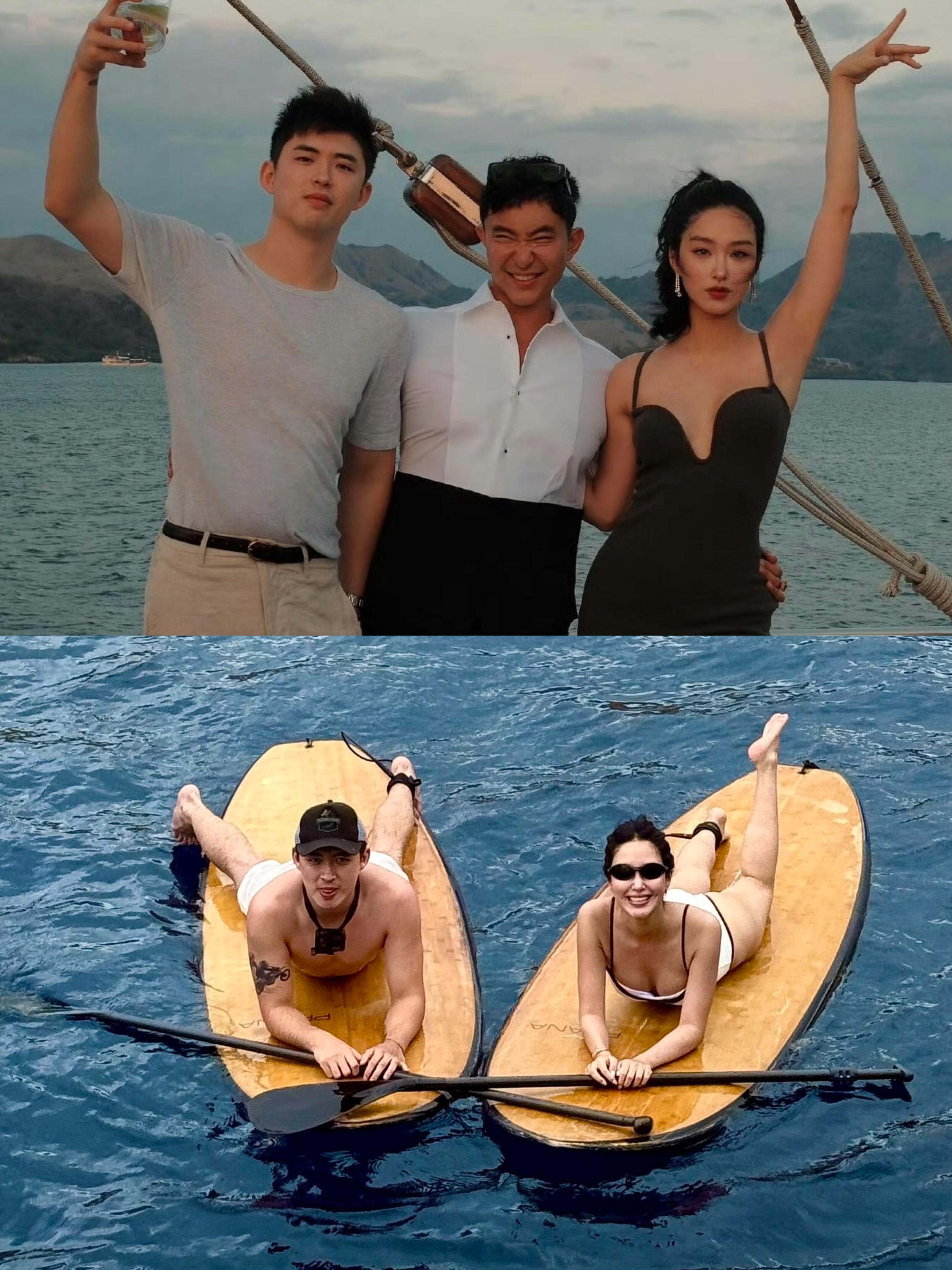 杨采钰晒和老公度假合照，姐身材恢复的真好！杨采钰和老公以及两人的好友最近都晒出了