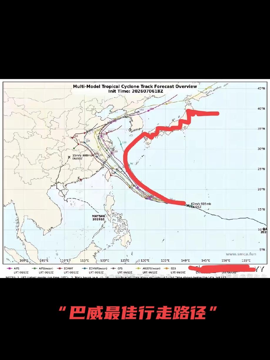 “巴威”最佳的行走路径
           有关超强台风“巴威”今后的行走路径