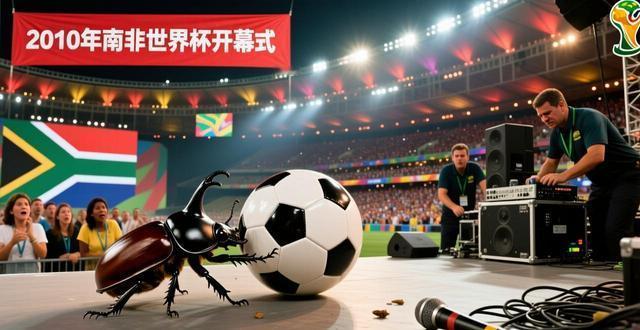 2010南非世界杯：解说口误“甲壳虫推粪球”
 
开幕式巨型屎壳郎推球表演，解说