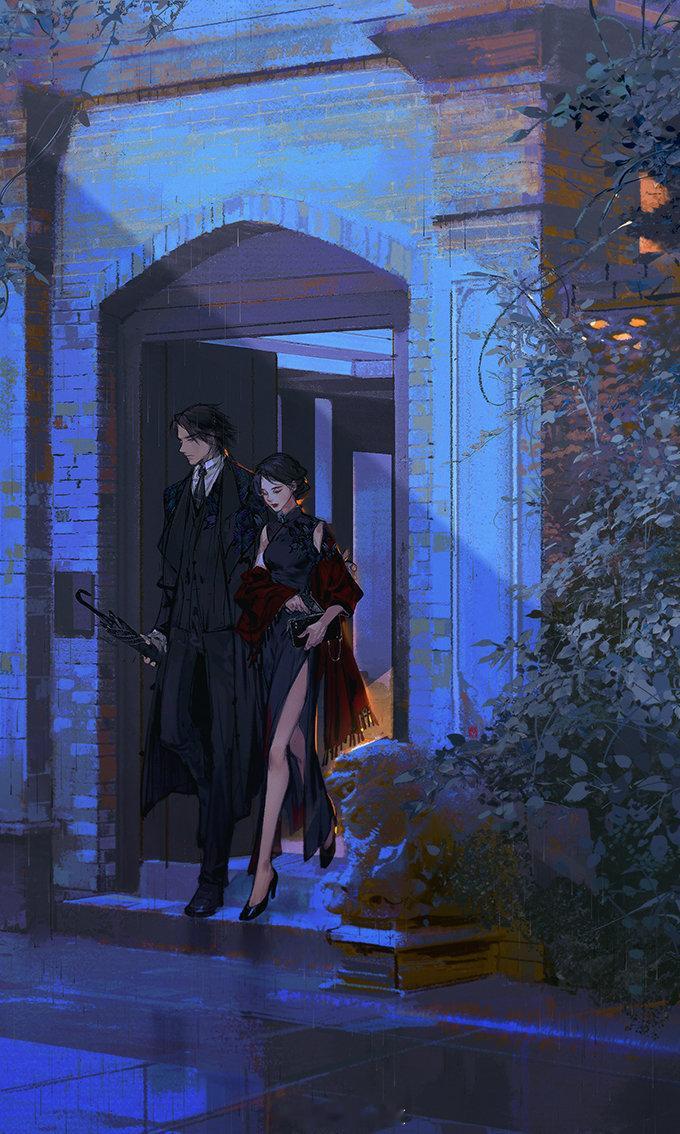 他俯身伸手扶她，笑容温暖，目光似身后迷离灯彩般惑人。—— 寐语者《衣香鬓影》#晚