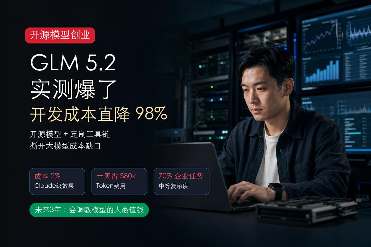 GLM 5.2 开源模型实测：开发者成本直降 98%，这位 AI 极客的创业启示