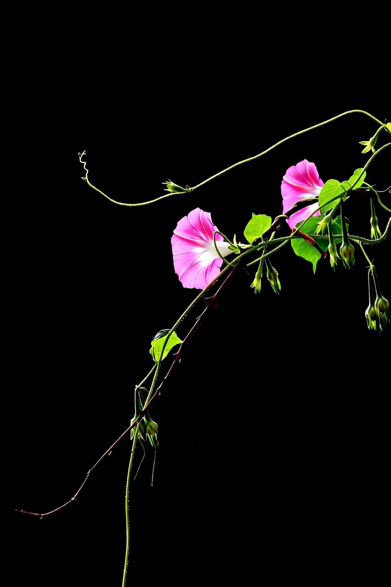 花藤缠绕。牵牛花藤