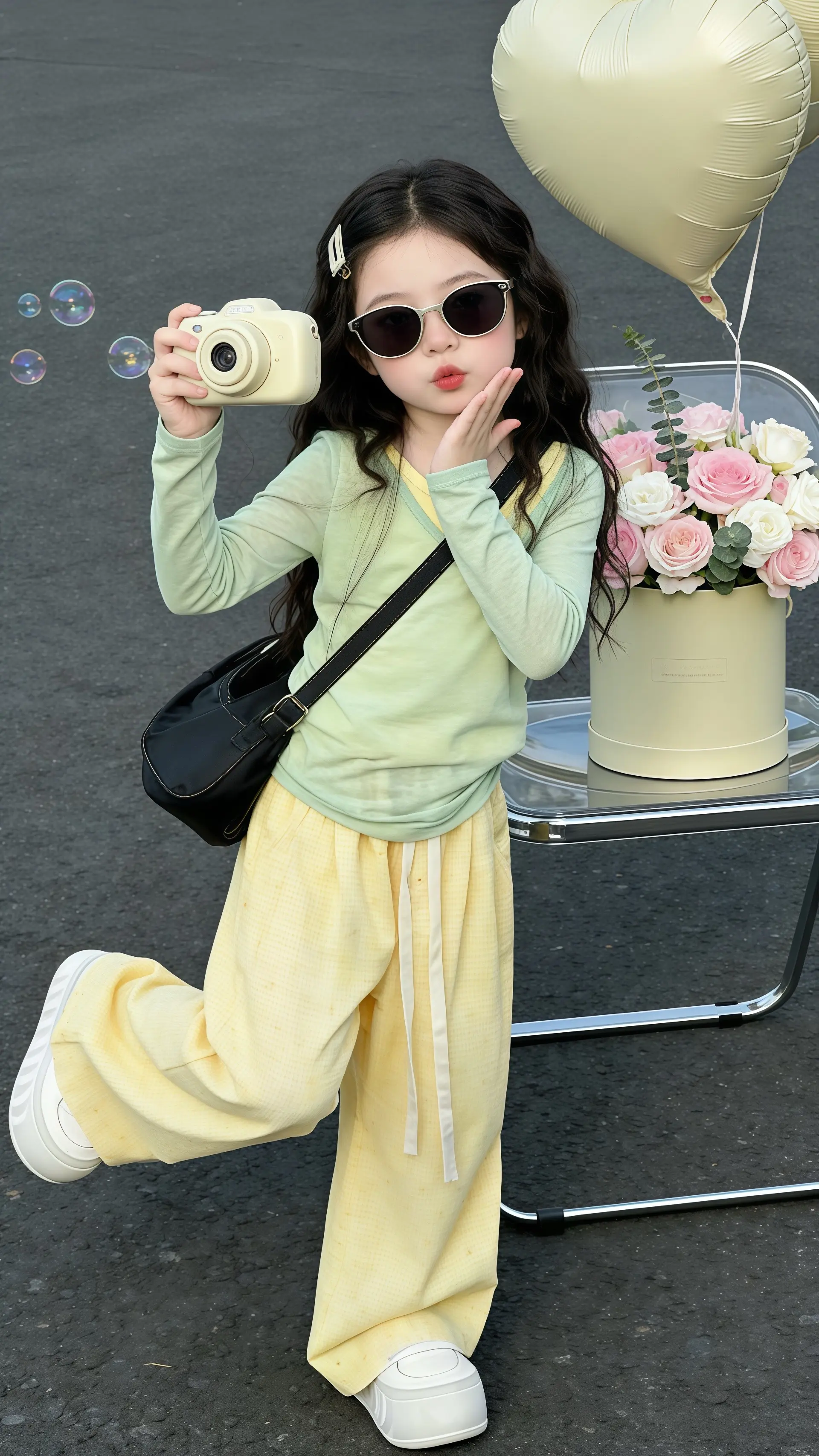 “妈妈你看这薄荷绿的相机和帽子，是不是把春天的清新都裹满啦？” “像！...