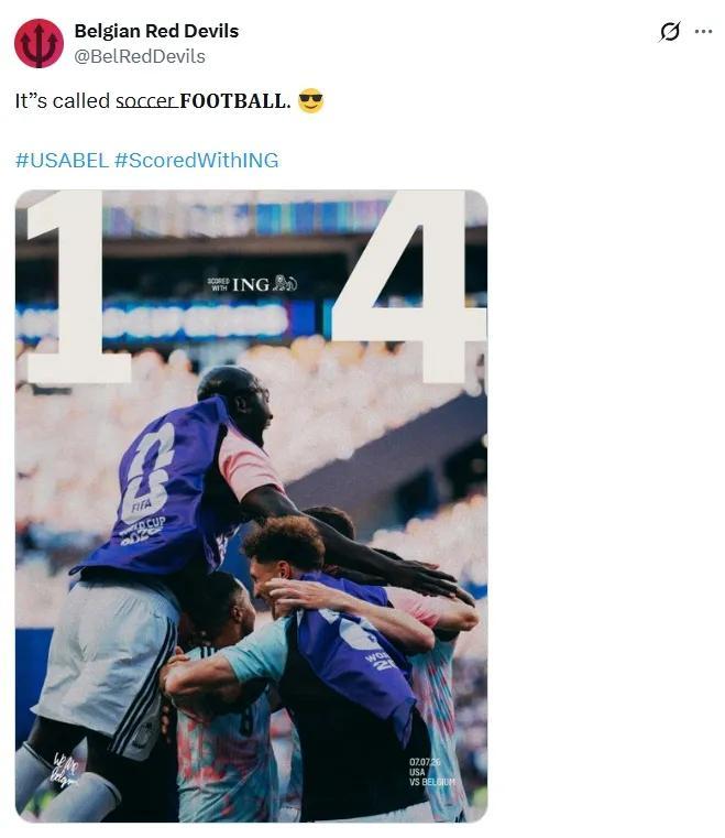 贴脸开大！4-1 淘汰美国，比利时官方发文：这是 football，不是 soc
