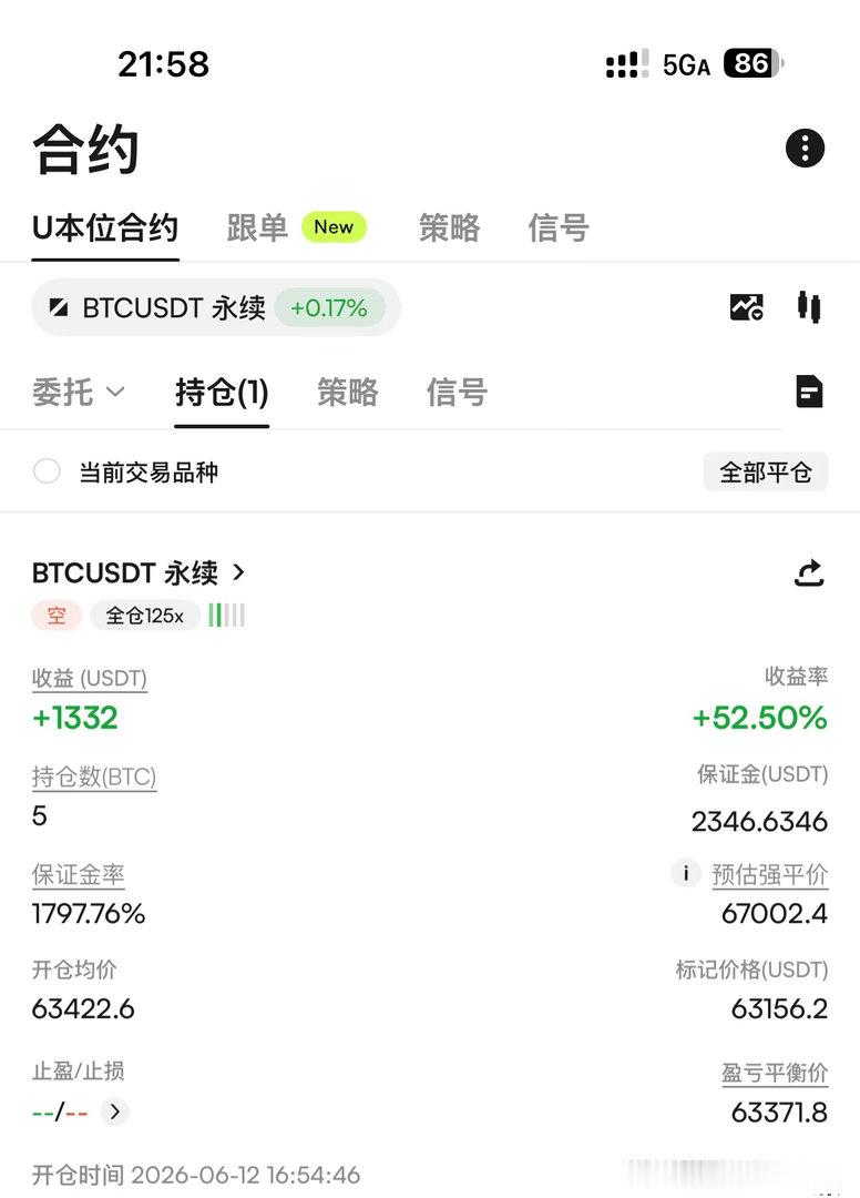 宋希清全网公开现价福利箪继续箜，63.9附近补舱，止損统一64k上方，目标继续看