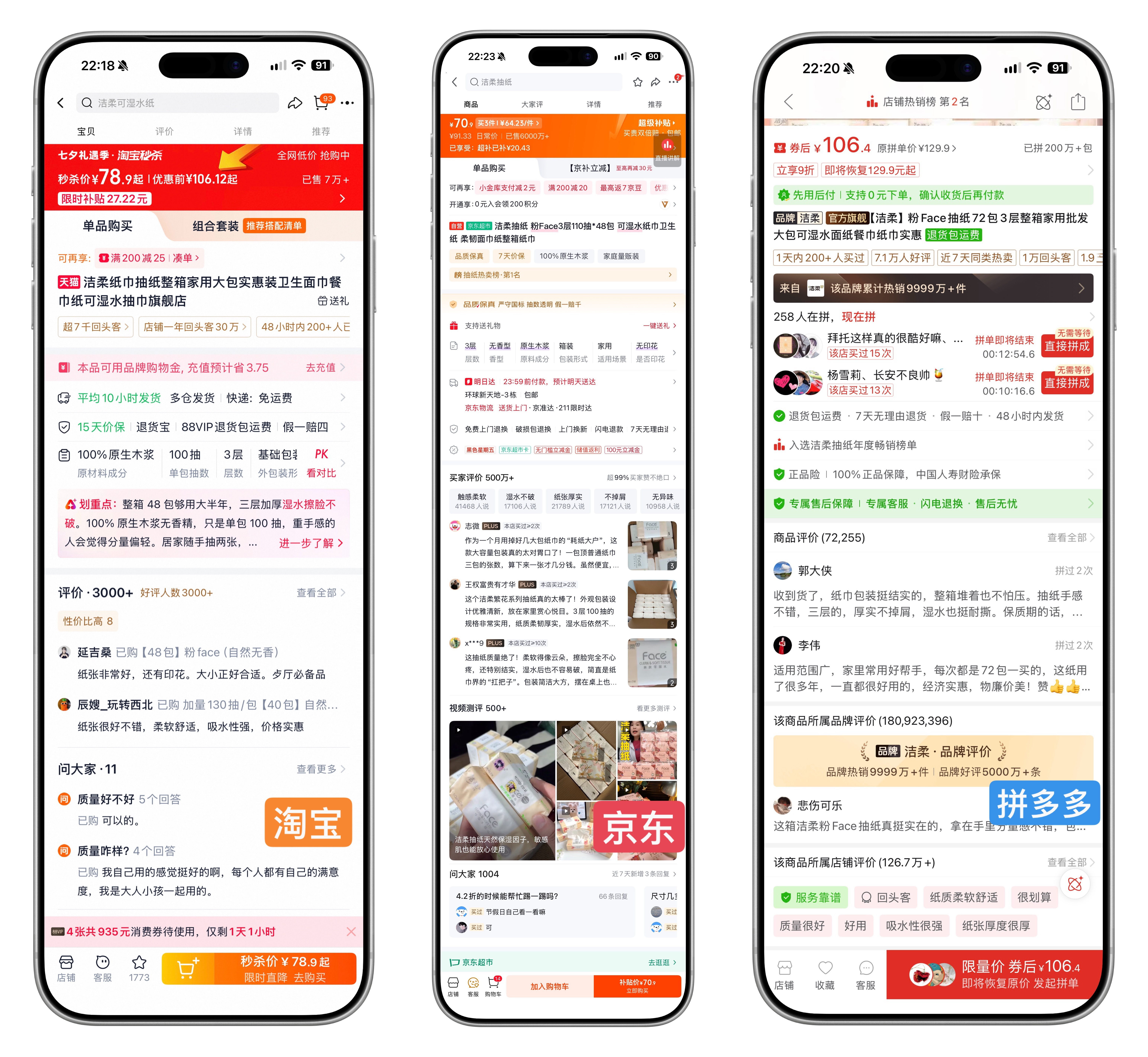 淘宝，京东，拼多多，这三家电商在进入产品详情页之前你会看到的内容 又没有觉得稍微
