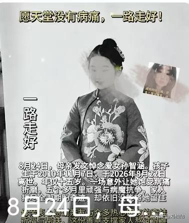 愿天堂没有病痛，15岁的智涵，一路走好
 2010年的初秋，一个小小的生命降临世