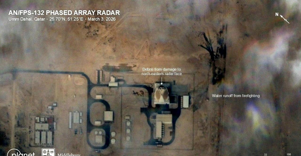 已确认：伊朗成功击中位于卡塔尔乌代德空军基地的AN/FPS-132预警雷达，这是