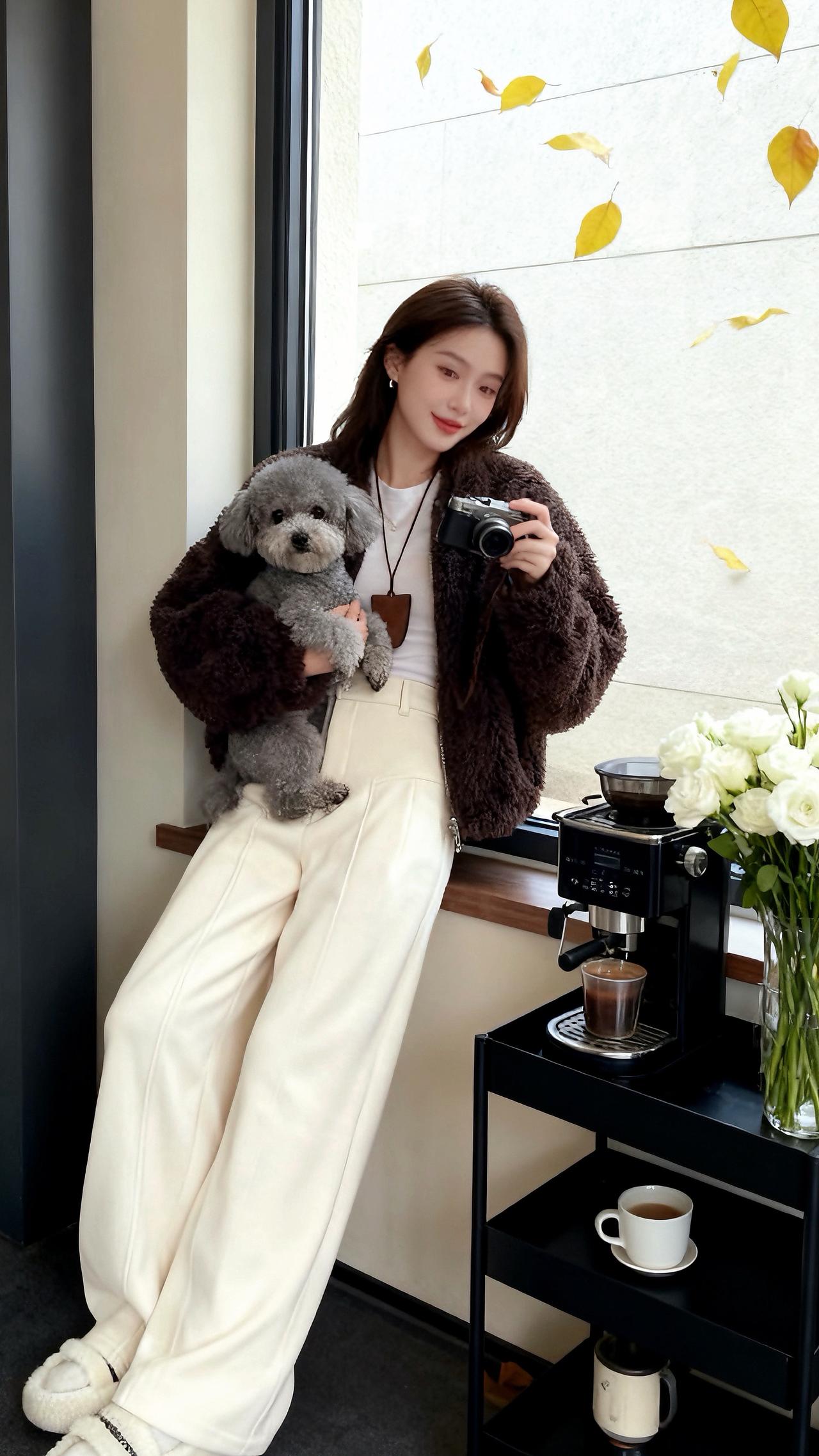 慵懒风穿搭 小个子穿搭 裤子穿搭 高腰阔腿裤  冬季穿搭指南