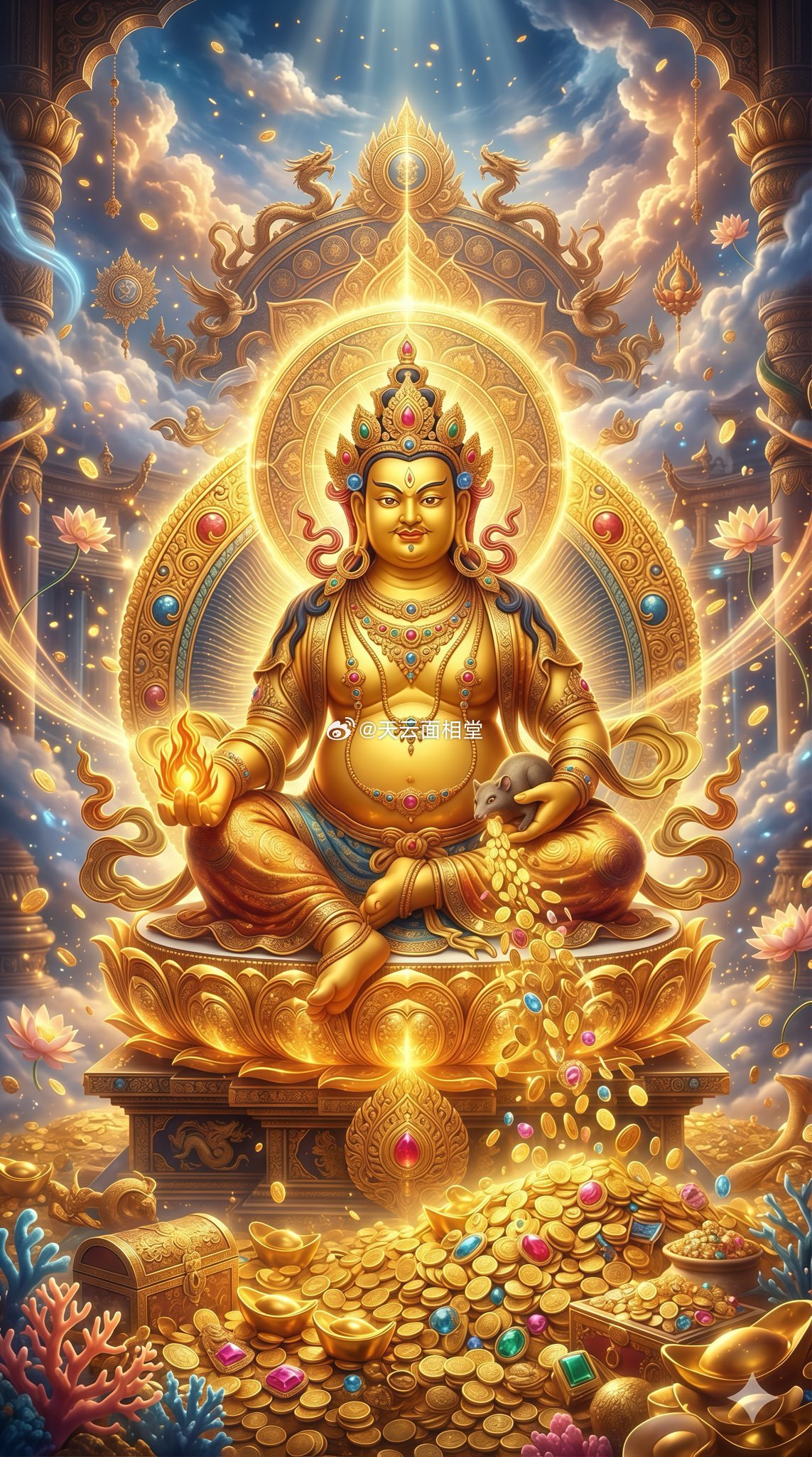 南无黄财神菩萨摩诃萨🙏今天你看见黄财神，马上招财进宝黄财神心咒：嗡 赞巴拉 扎