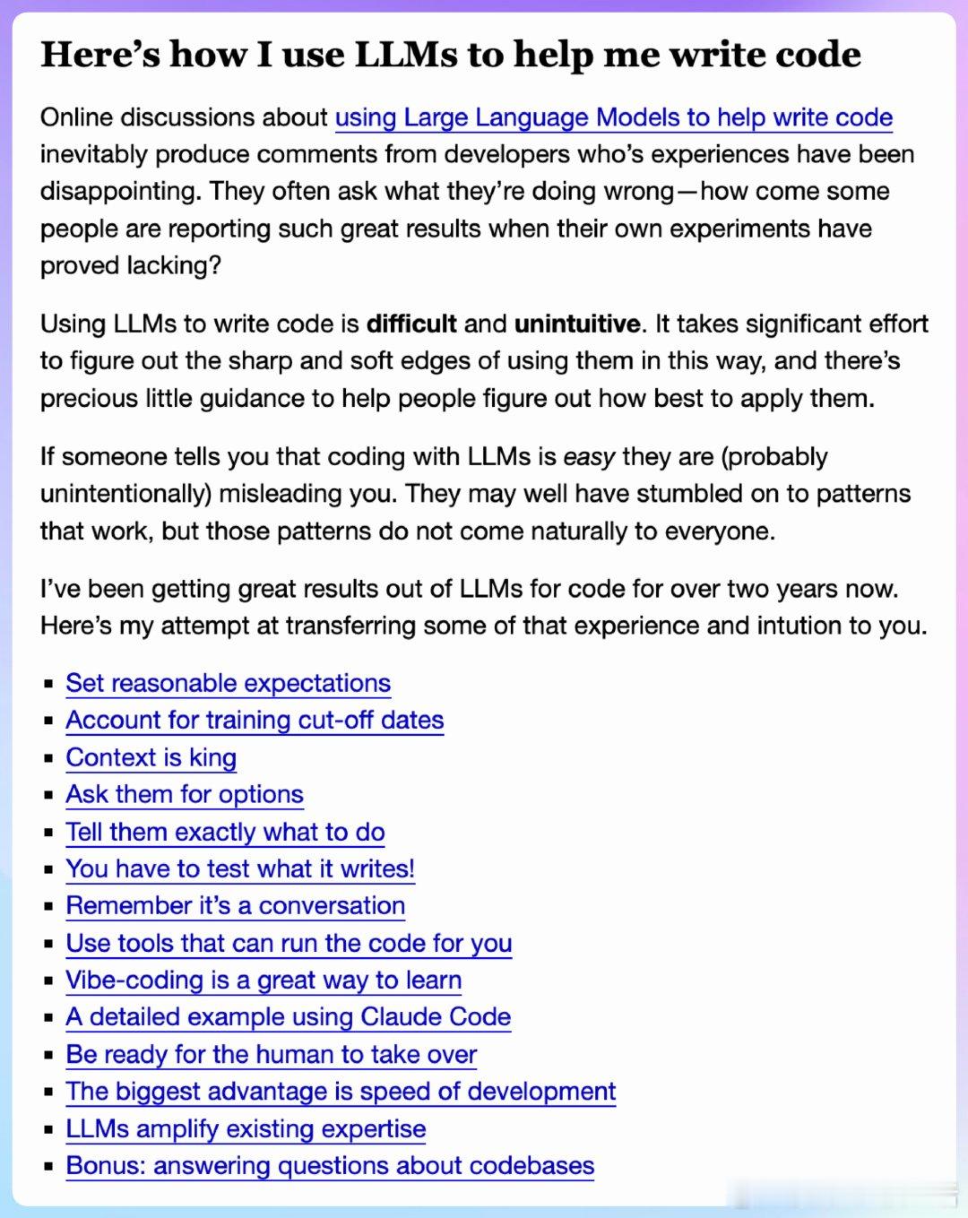 【Simon Willison 分享了他如何使用大型语言模型（LLM）辅助编写代