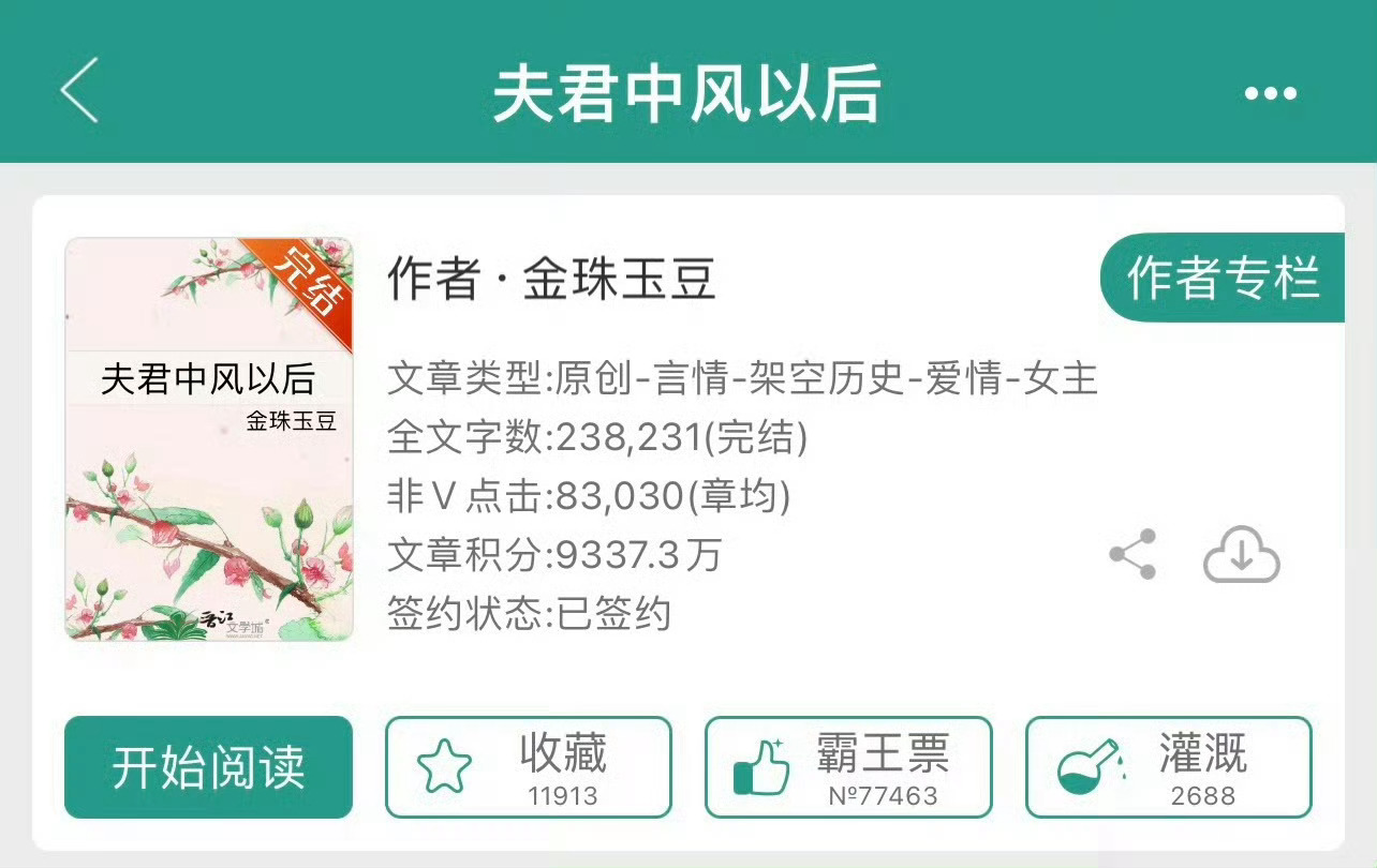 小说推荐：《夫君中风以后》 作者:金珠玉豆简评：娇蛮贵女vs高冷公子，双重生，相