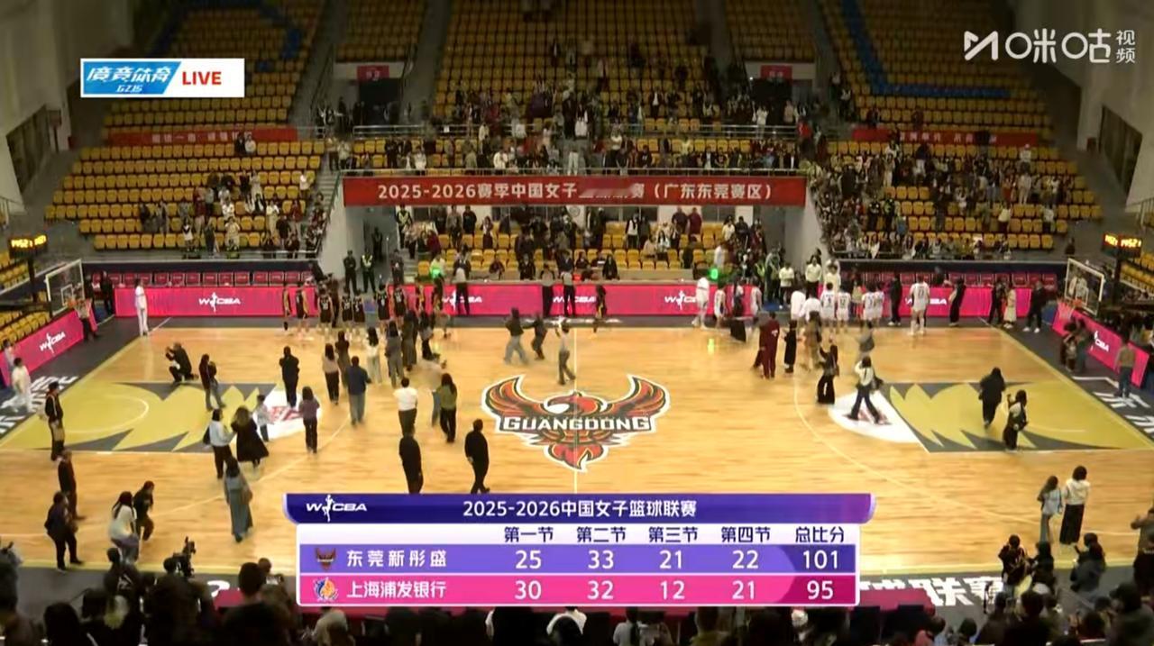 WCBA的一场常规赛，
广东女篮以微弱的优势，
赢下了上海女篮，
今年的上海女篮